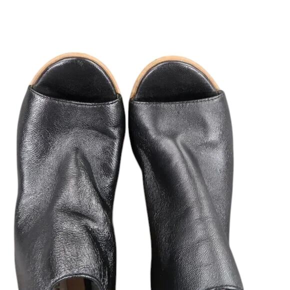 Steve Madden Shoes Womens 6 Booties Fashion Open Toe Ankle Strap Leather Black - Picture 7 of 13